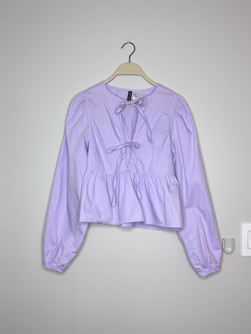 H&M Lavender Tie-Front Peplum Blouse